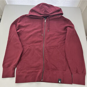 American Giant Mens Full Zip Hoodie Sweatshirt Medium Burgundy Heavyweight USA
